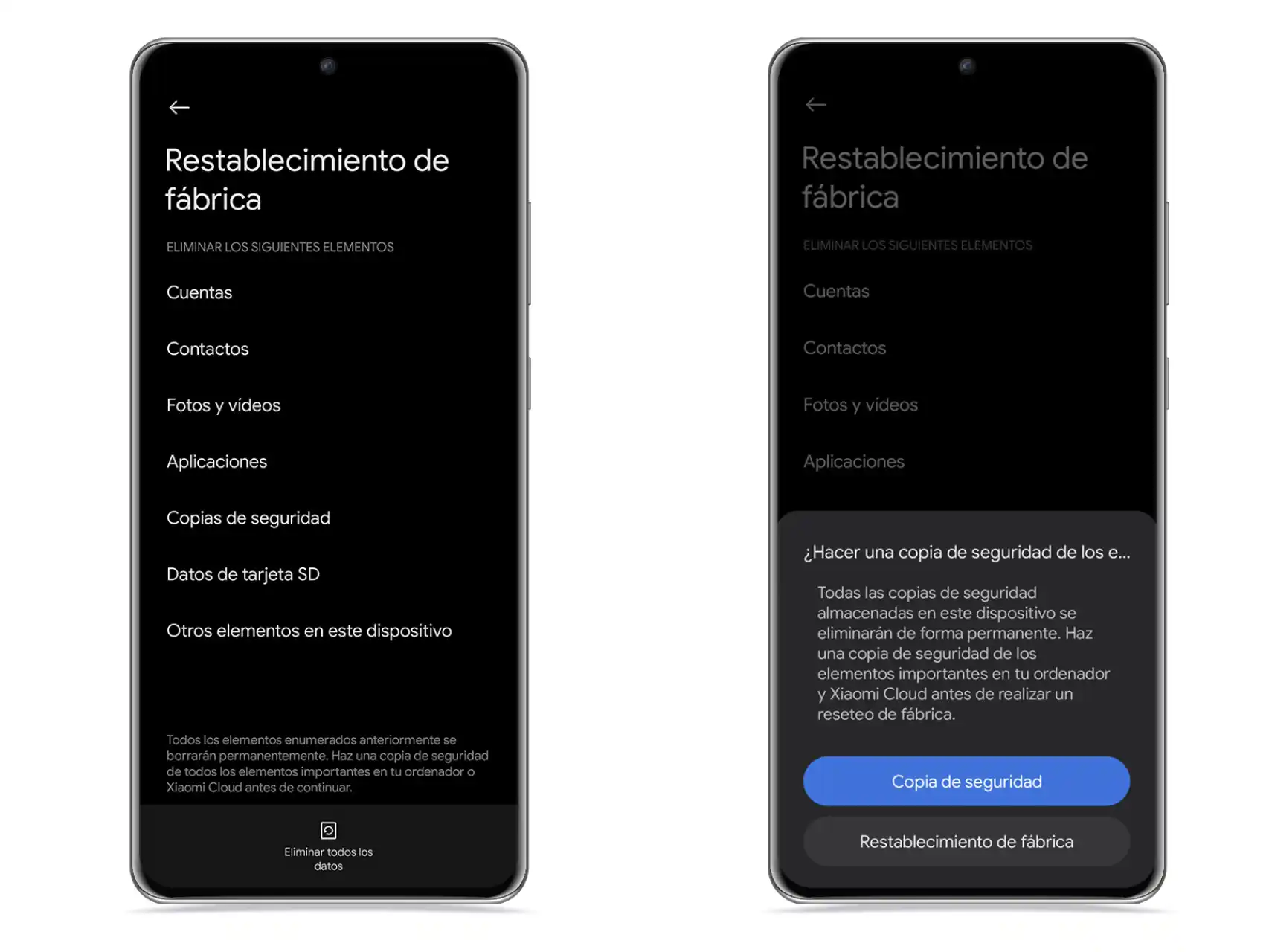 Proceso para formatear un celular Xiaomi